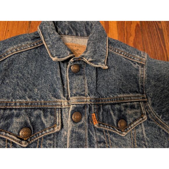 LEVI'S Blue Denim Jean Jacket Made In USA VTG Size 3 Orange Tab - Picture 8 of 9